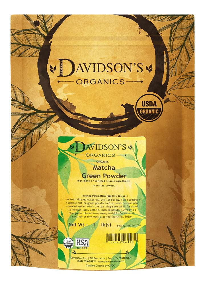Davidson's Organics, Matcha Green Powder, Loose Leaf Tea, 16-Ounce Bag