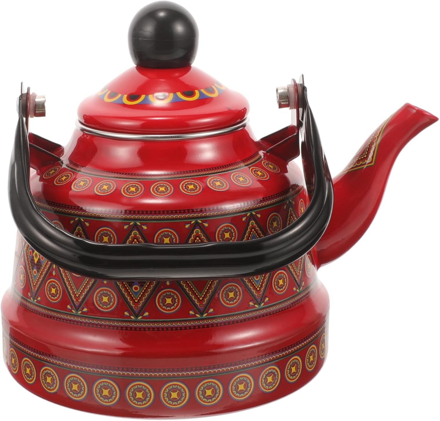 Housoutil Enamel Tea Kettle Enamel on Steel Whistling Tea Kettle Vintage Tea Kettle with Handle 1.1L Enameled Interior Tea Pot Whistling Hot Water Kettle for Kitchen Red