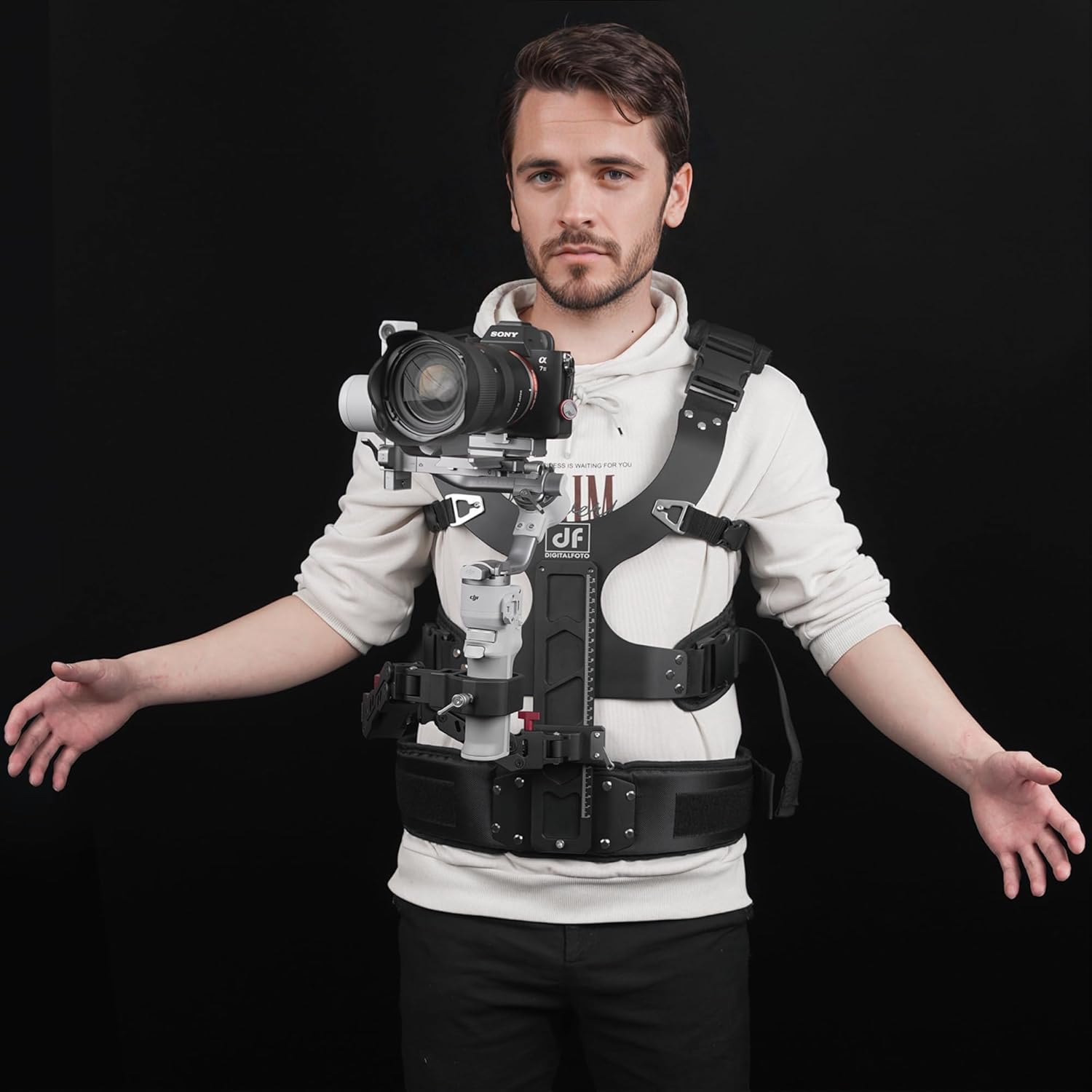 DF DIGITALFOTO Gimbal Support Vest Rig System,Filmmakers Kit Portable SteadyCam Axis Compatible with DJI RS4/Pro/Mini/RS2/RS 3/Mini,RS 4Mini for Videographer Smoothing Footage 4.4-11 lbs