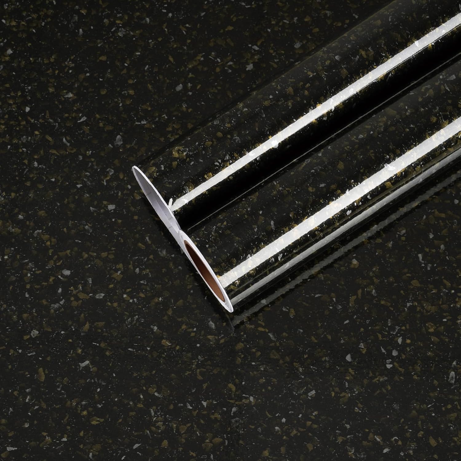 CHIHUT Black Gold Granite Contact Paper Peel and Stick Countertops for Kitchen Waterproof Marble Wallpaper Self Adhesive Granite Countertop Contact Paper for Cabinets Counters Desk Cover 17.7''x100''