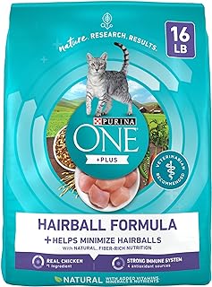 Purina ONE Natural Cat Food for Hairball Control, +PLUS Hairball Formula - 16 lb. Bag