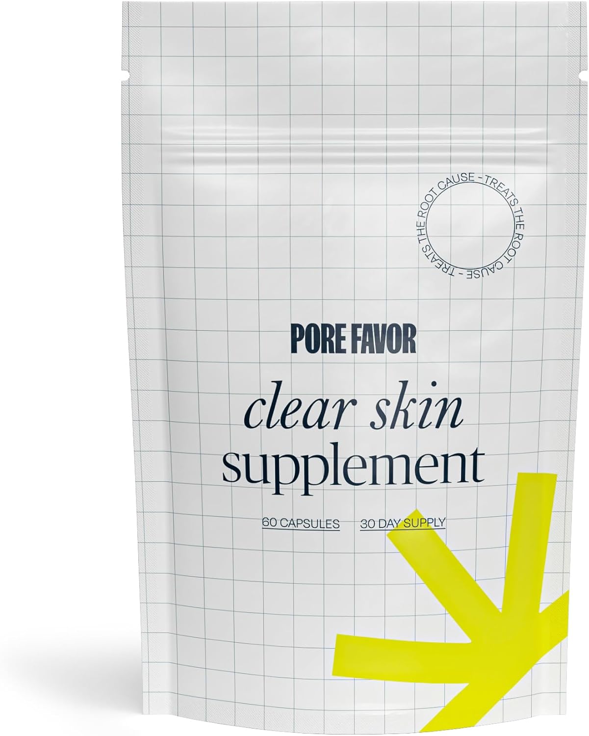 POREFAVOR Skin Support Clear Skin Supplements – Vegan Skin Care Vitamins, 60 All-in-One Skin Vitamins for Blemishes, blackheads & Oil Control, for Women, Men, & Teens - 1 Month Supply