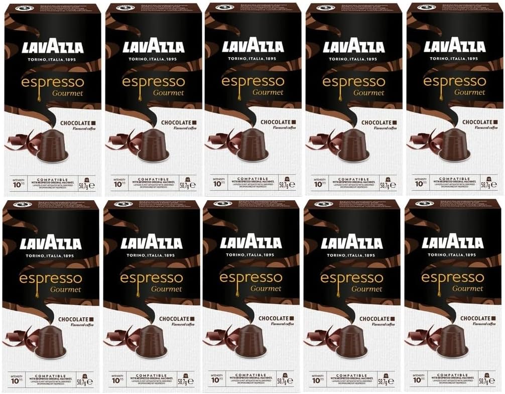 Lavazza Espresso Gourmet Chocolate Nespresso Compatible Aluminium Coffee Capsules (Pack of 10, Total 100 Pods)