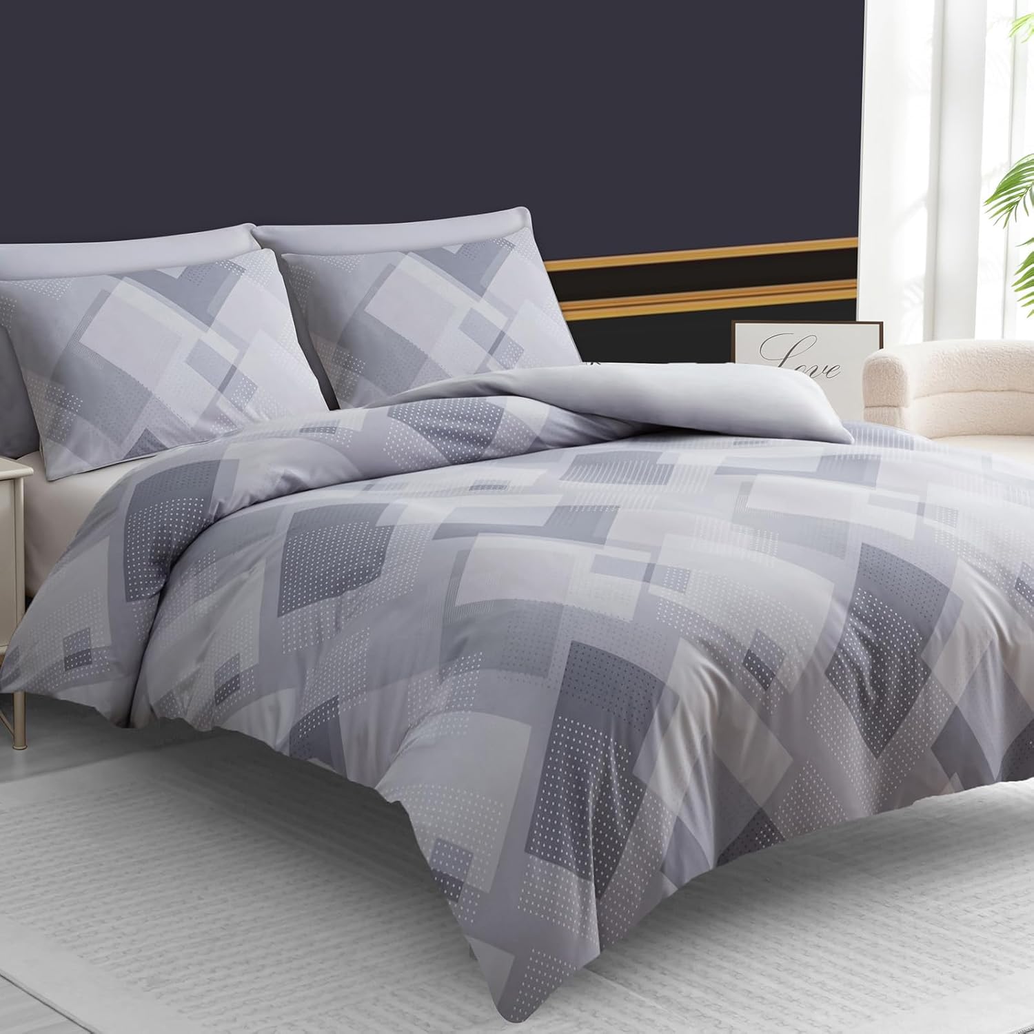 Grace Double Duvet Set Premium Brushed Microfiber Duvet Cover Double Ultrasoft Hypoallergenic Quilt Cover Non Iron Luxury Bedding Sets With Zipper Closure