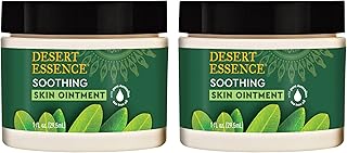 Desert Essence Tea Tree Oil Skin Ointment - 1 Fl Ounce - Pack of 2 - Jojoba & Lavender Essential Oils - Vitamin E - Sweet Almond Extract - Moisturizer For Dry Skin, Skin Irritations, Cuticles