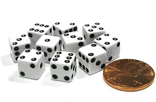 Set of 10 8mm Six Sided D6 Small Square Dice White with Black Pips by Koplow Games