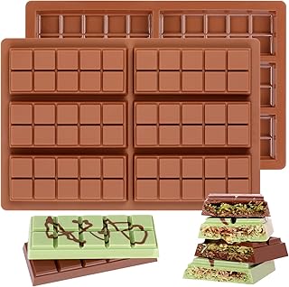 Chocolate Molds - Non-Stick Chocolate Bar Mold, Break Apart Chocolate Bar Maker Food Grade Deep Chocolate Bar Mold For Making Candy Knafeh Pistachio Chocolate Bar - Set of 2