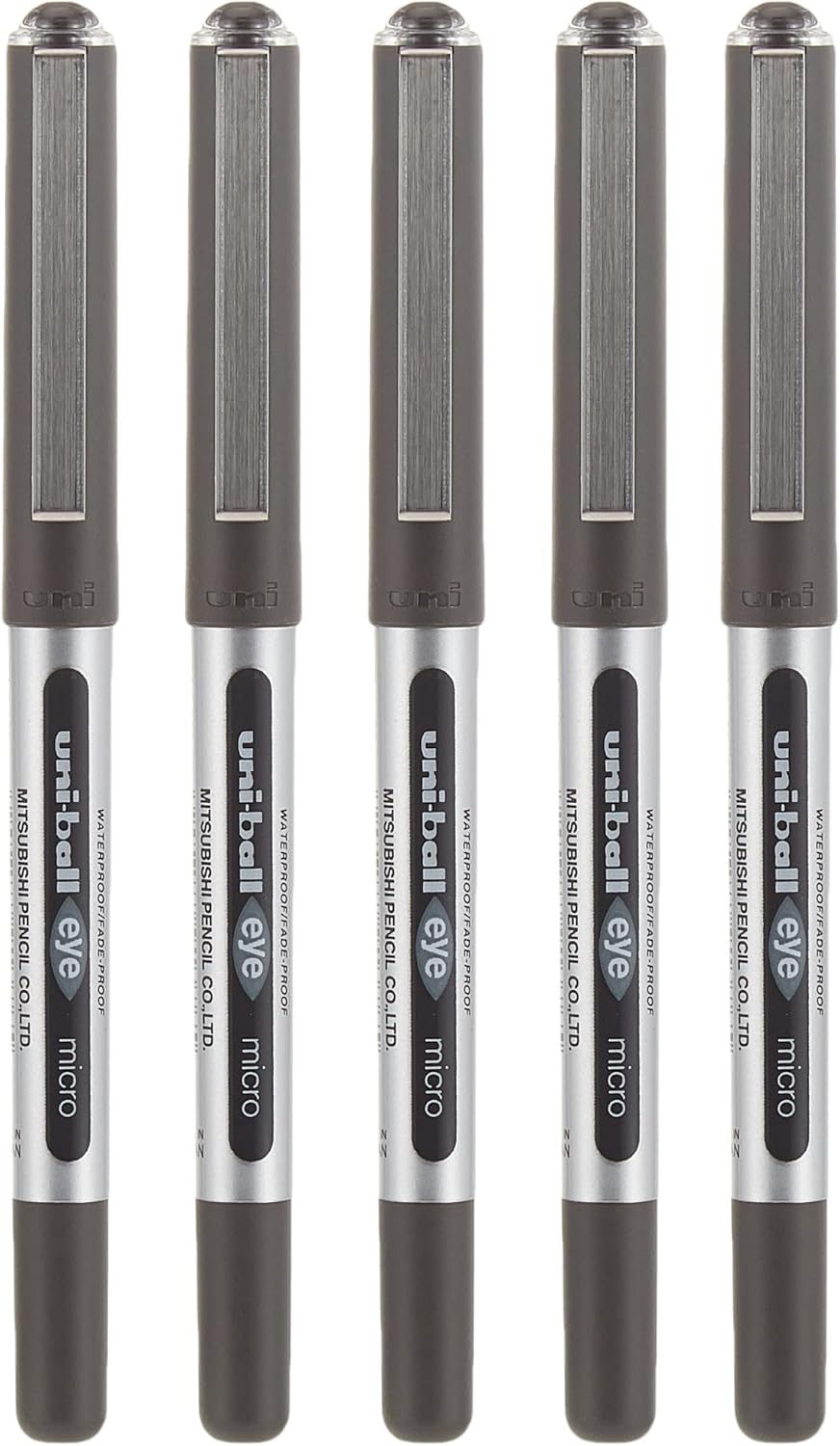 uni-ball Eye Micro UB-150 Rollerball Pens - Black, Pack of 5