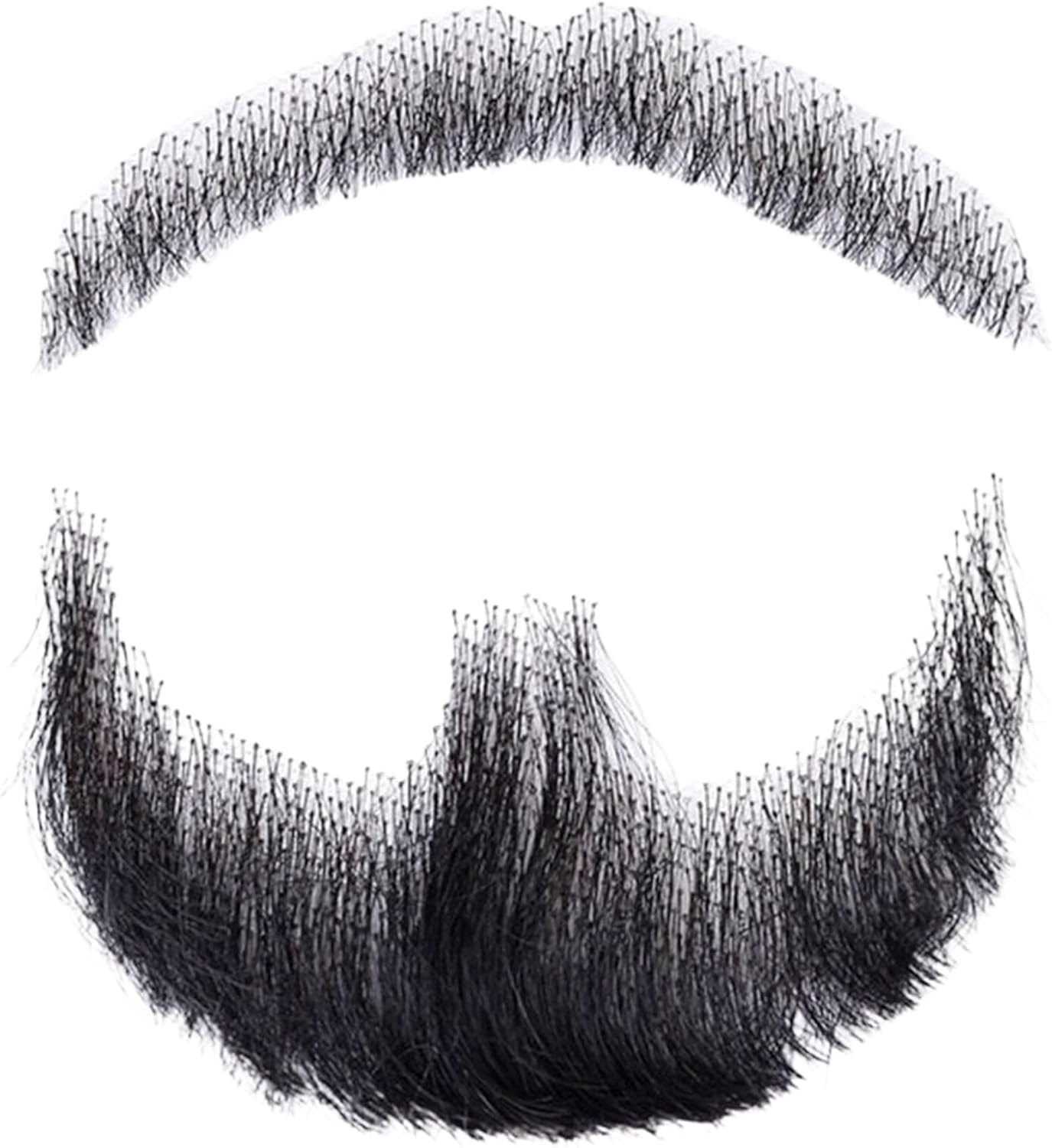 Fake Beard Human Hair Realistic Beard Fake Mustache Invisible Fake Facial Hair Costume Beard Lace Beard for Men Dressing Halloween Cosplay Costume Party Black