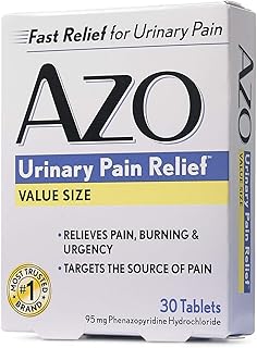 AZO Urinary Pain Relief, Dietary Supplement, Contains 95 mg Phenazopyridine Hydrochloride The #1 Ingredient Prescribed by Doctors Pharmacists Specifically for Urinary Discomfort†, 30 Count
