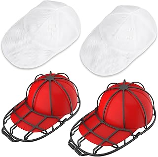 1-Set Hat Washer Cage with Mesh Bag, Upgradedd Baseball Cap Washer for Dishwasher/Washing Machine, Hat Cleaner Protector Fit for Adult and Kids Hats, Black