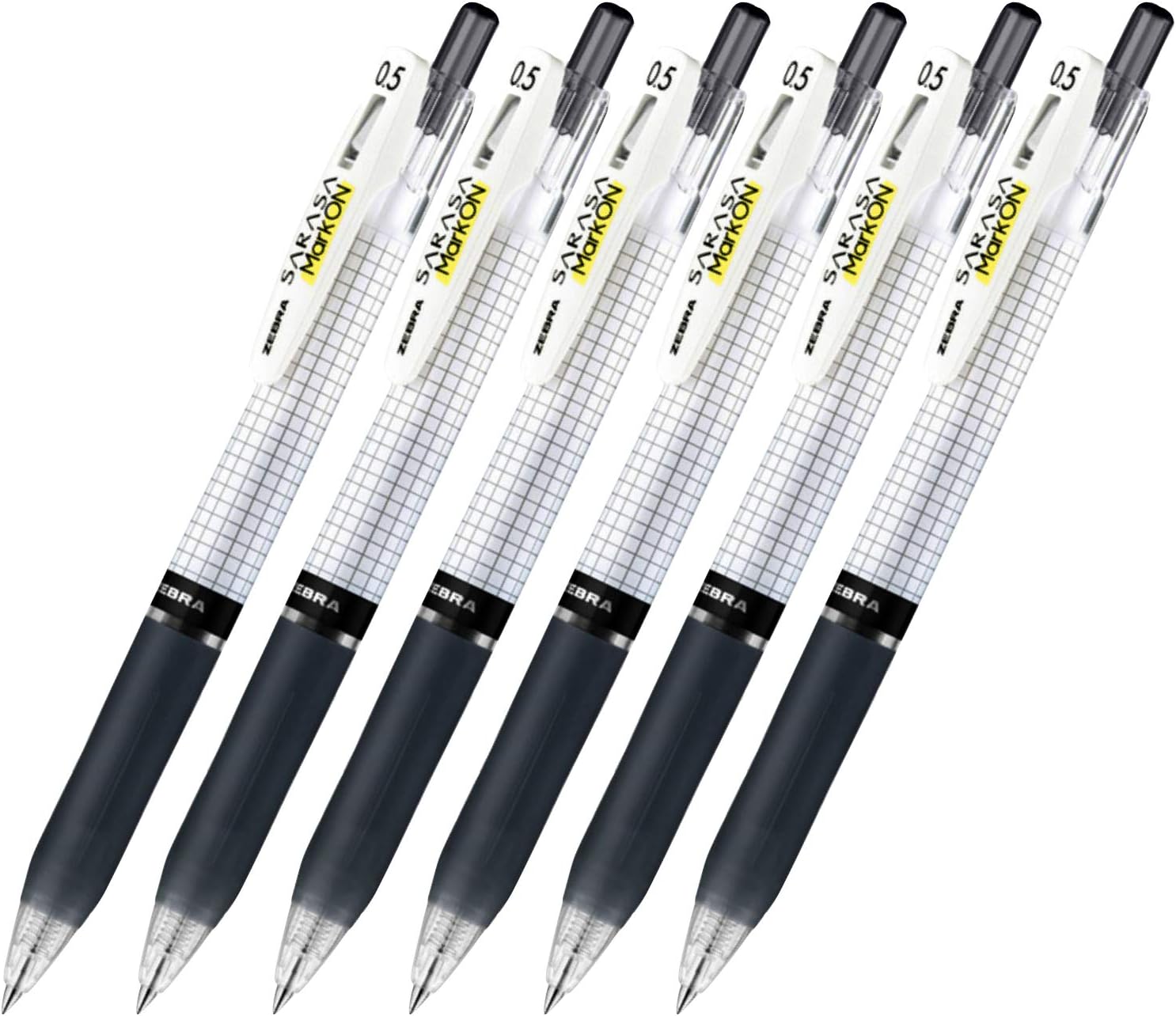 Zebra sarasa Mark on Gel ink 0.5mm ballpoint pens ink color (Black) pack of 6