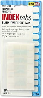 Redi-Tag, RTG31000, Permanent Stick Write-On Index Tabs, 104 / Pack , White