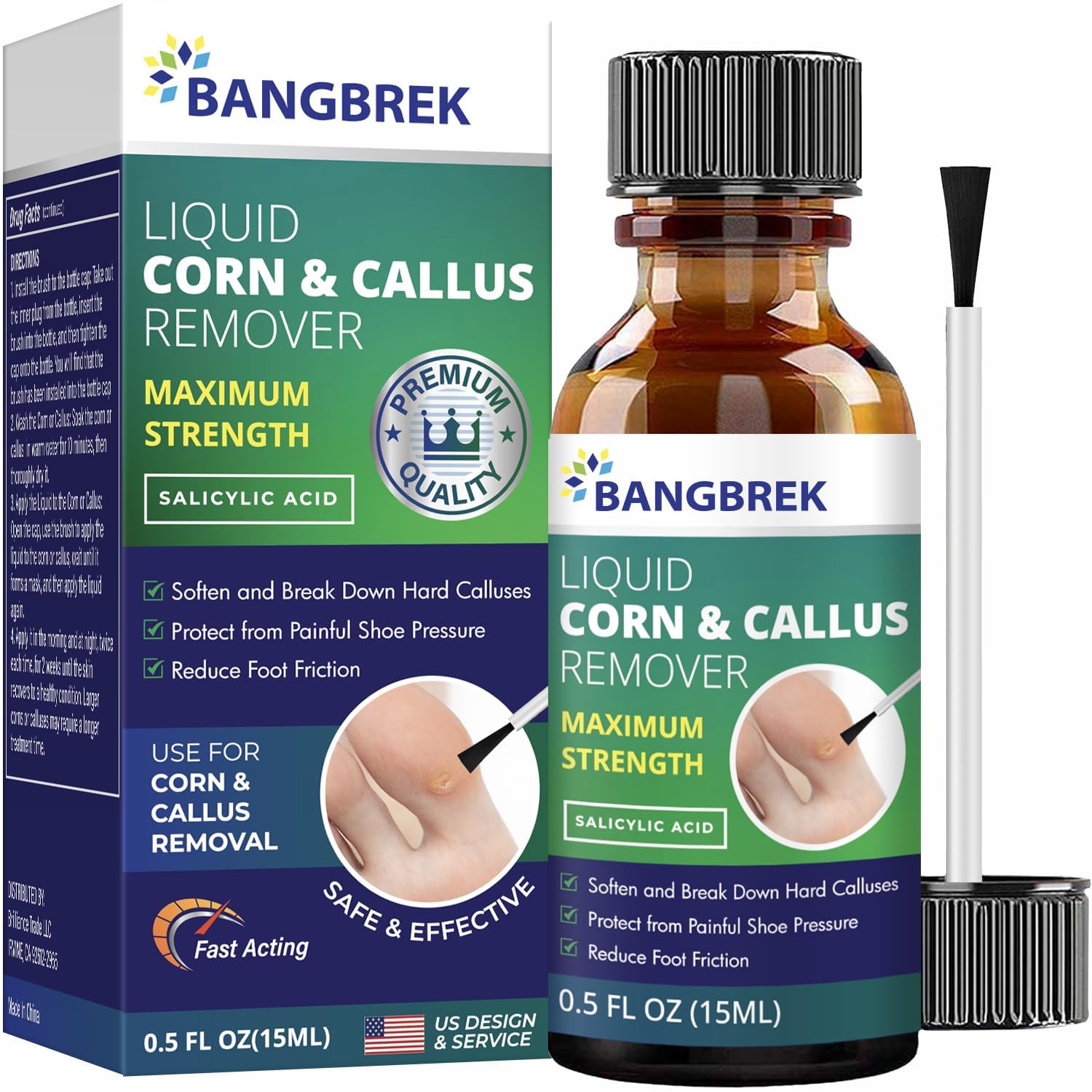 Corn Removers for Toes: Liquid Salicylic Acid Corn Removal for Feet - Corn Callus Remover for Feet Extra Strength (15ml)