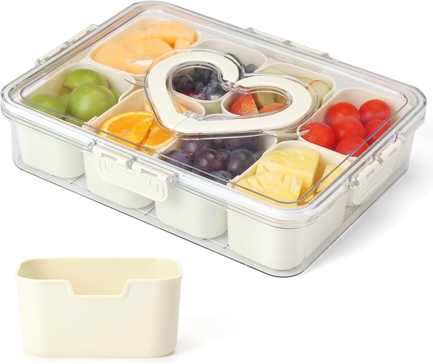 Stormshopping Snack Box with Compartments Tray, Plastic Divided Snack Tray with Lid for Food Container, 8 Removable Compartment Snackle Box Organizer for Charcuterie Candy, Fruits, Snacks, Nuts