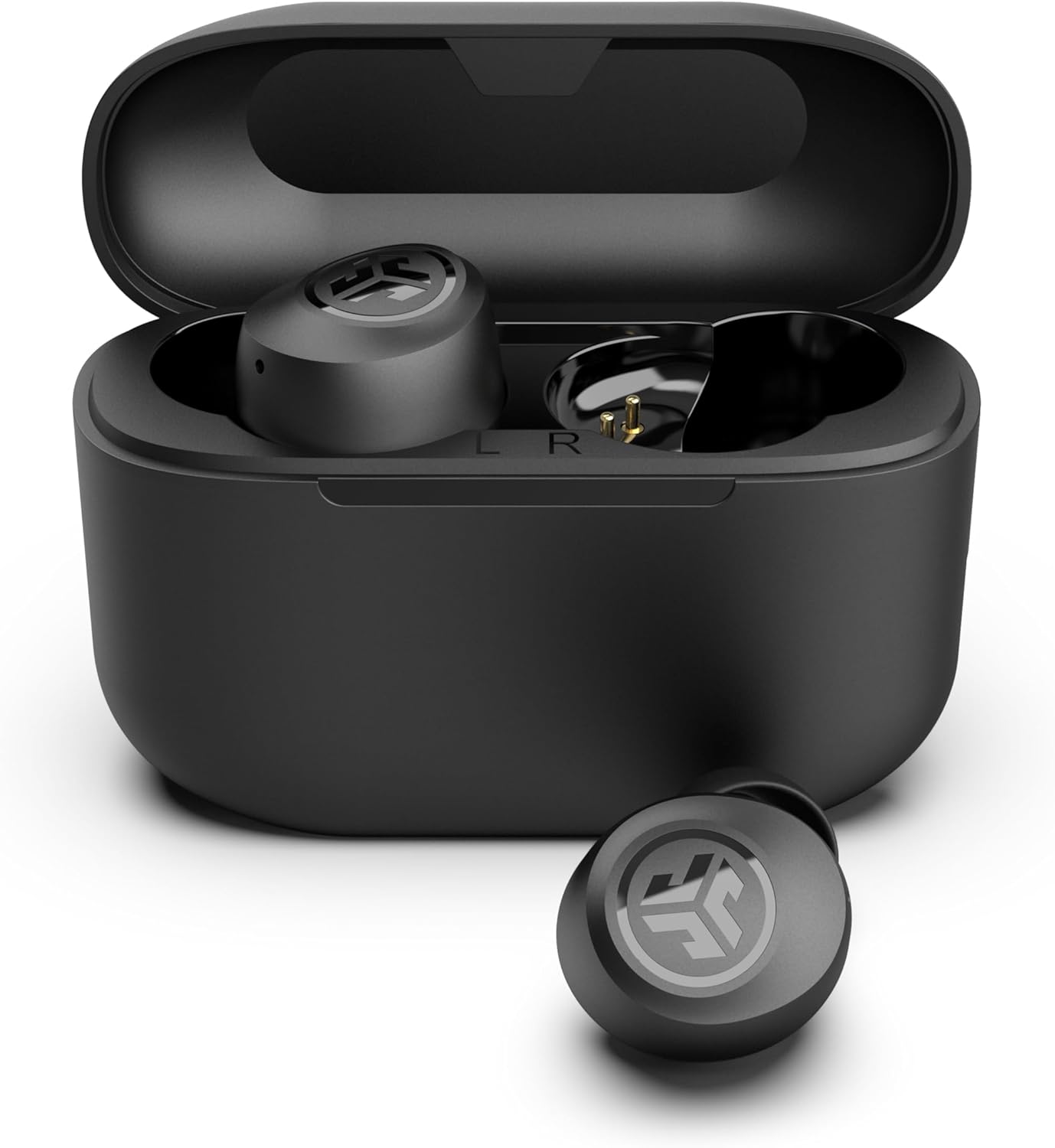 JLab Go Pop+ True Wireless Bluetooth Earbuds & Charging Case - Black, App Support, Dual Connect, IPX4 Sweat Resistance, Bluetooth 5 Connection, 3 EQ Sound Settings Signature, Balanced, Bass Boost