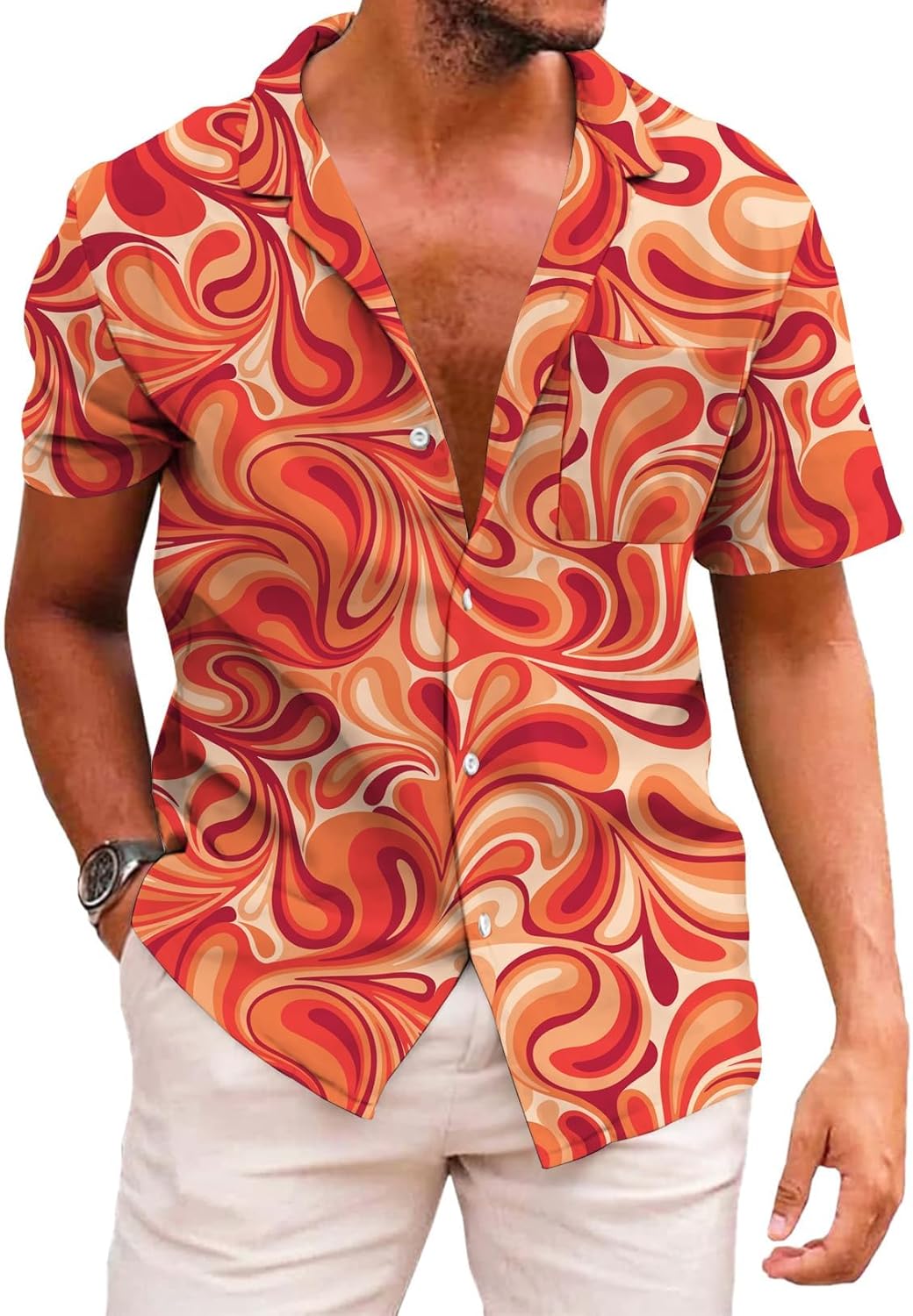KYKU Funky Hawaiian Shirt for Men Palm Beach Shirts Tropical Vacation Clothes
