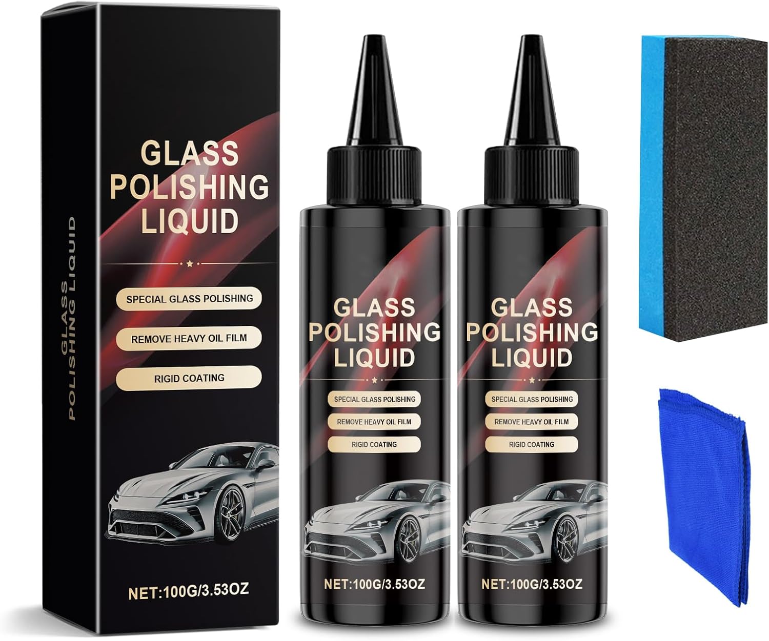 Lamvpiny D1 Glass Polishing Liquid, 2pc Nicetopu Auto Glass Scratch Care Polishing Fluid, Auto Glass Scratch Care Polishing Fluid, Eliminates Coatings, Waxes, Oils And More