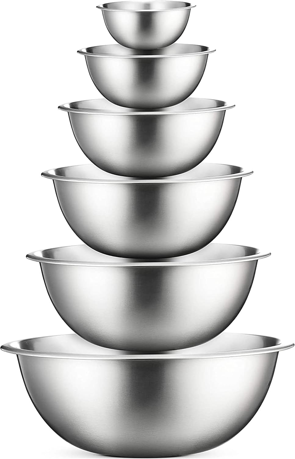 FineDine Stainless Steel Mixing Bowls Set, 6-Piece Metal Bowls