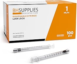 BH Supplies 1ml Luer Lock Tip Syringes (No Needle) - Sterile, Individually Wrapped - 100 Syringes