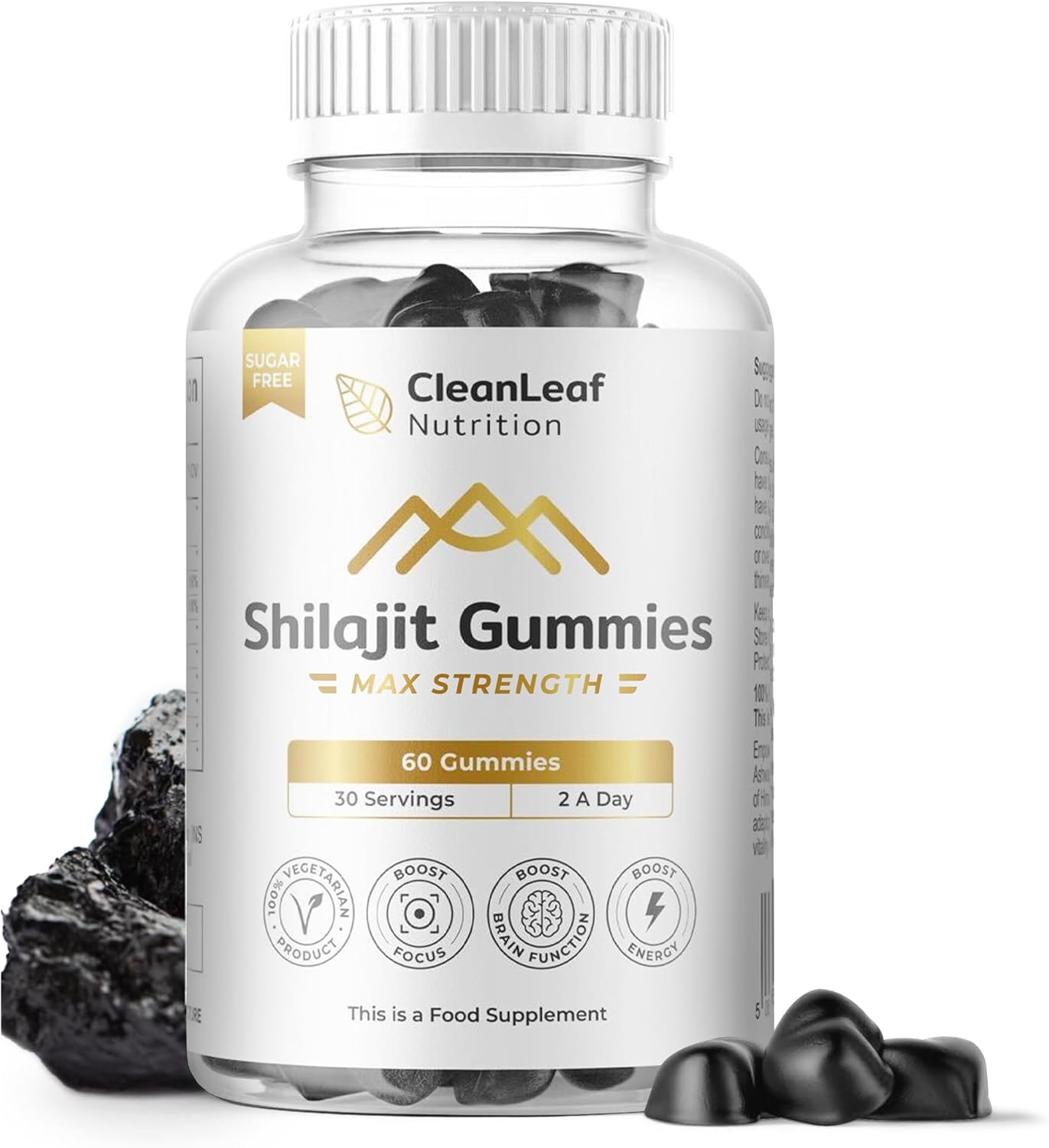 Sugar Free Shilajit Gummies Max Strength | Pure 100% Authentic Himalayan Origin | High Fulvic Acid Content | 85+ Minerals | Boosts Immunity & Energy Vegan | 60 Gummies