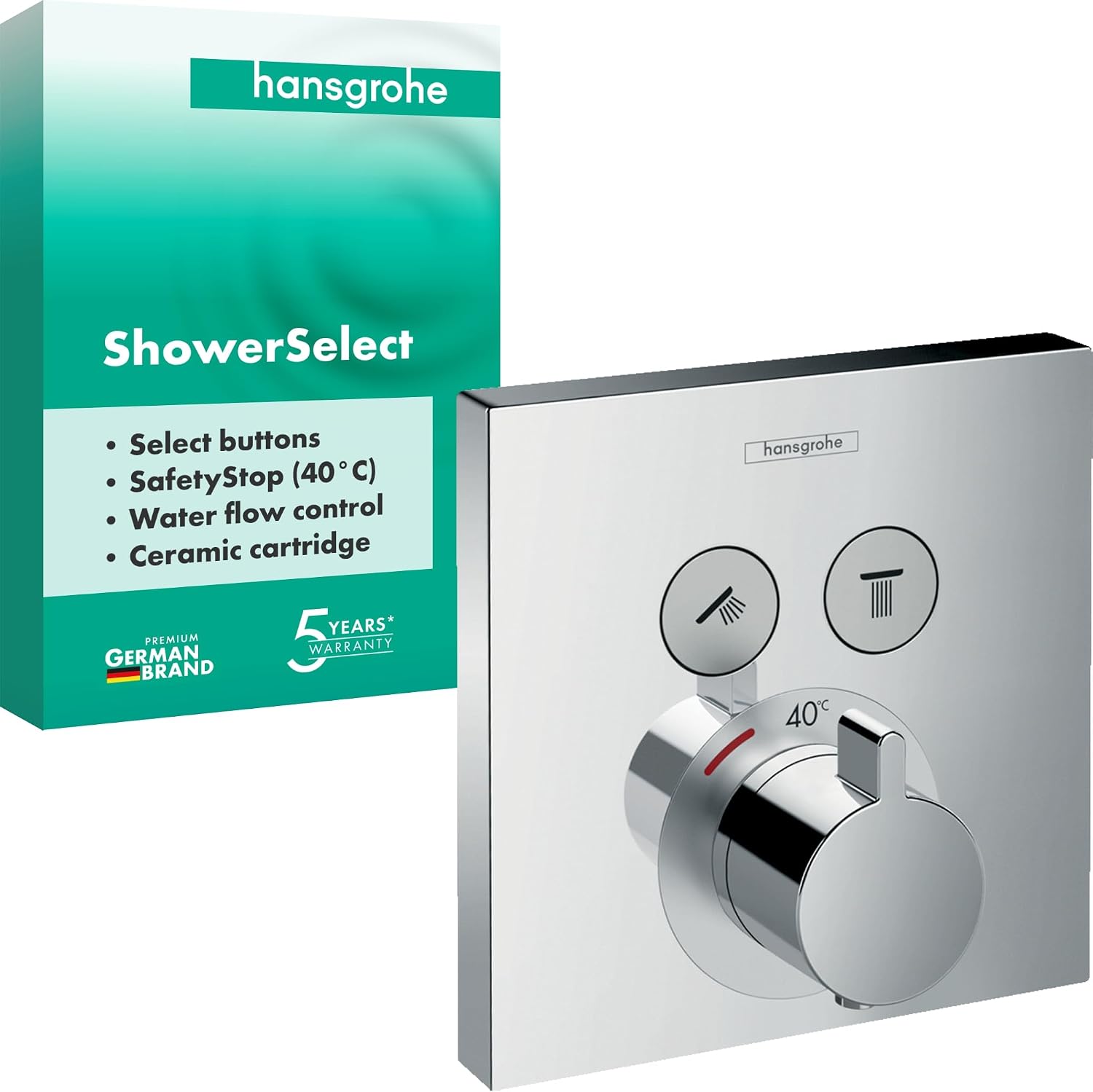 Hansgrohe Colour Set ERSE Window for Flush-Mounted Thermostat 2Users Chrome, 15763000 by Hansgrohe