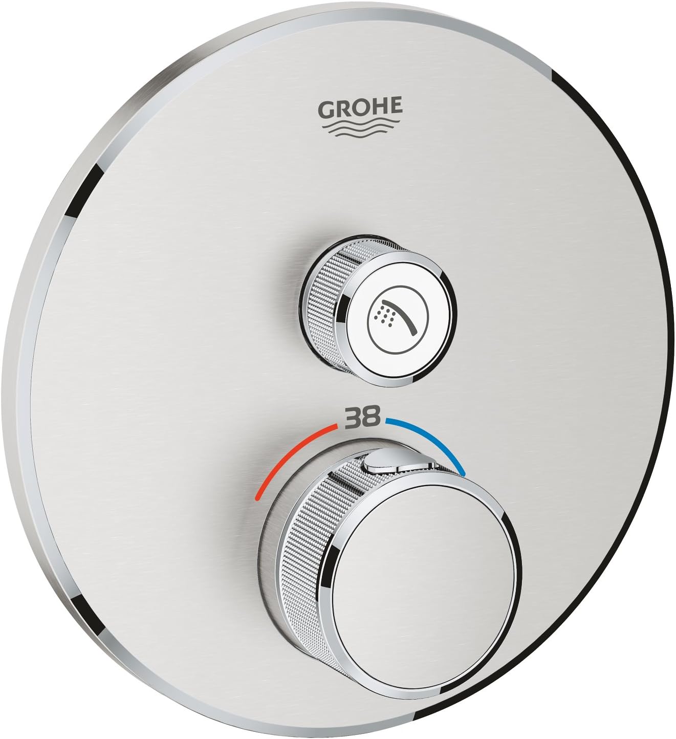 GROHE Grohtherm Smartcontrol Thermostat for Shower, with Concealed Installation and One Valve Round Shape, Stainless Steel Look, Made In Germany By GROHE Eco-Friendly and Safety Features 29118DC0