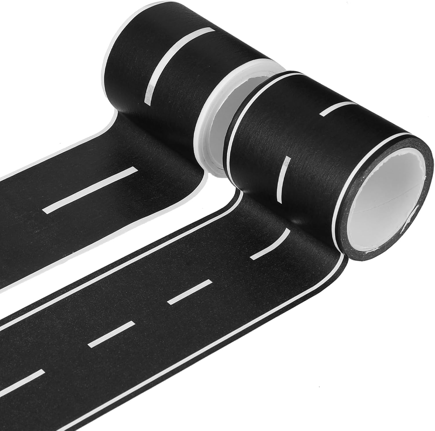 Ouligay 2pcs Road Tape for Kids Black Road Tape for Toy Cars Perfect Race Track Tape for Race Car Birthday Party Decorations Easy to Stick and Tear, 2.4 Inch Wide x 33 FT Long Each Roll