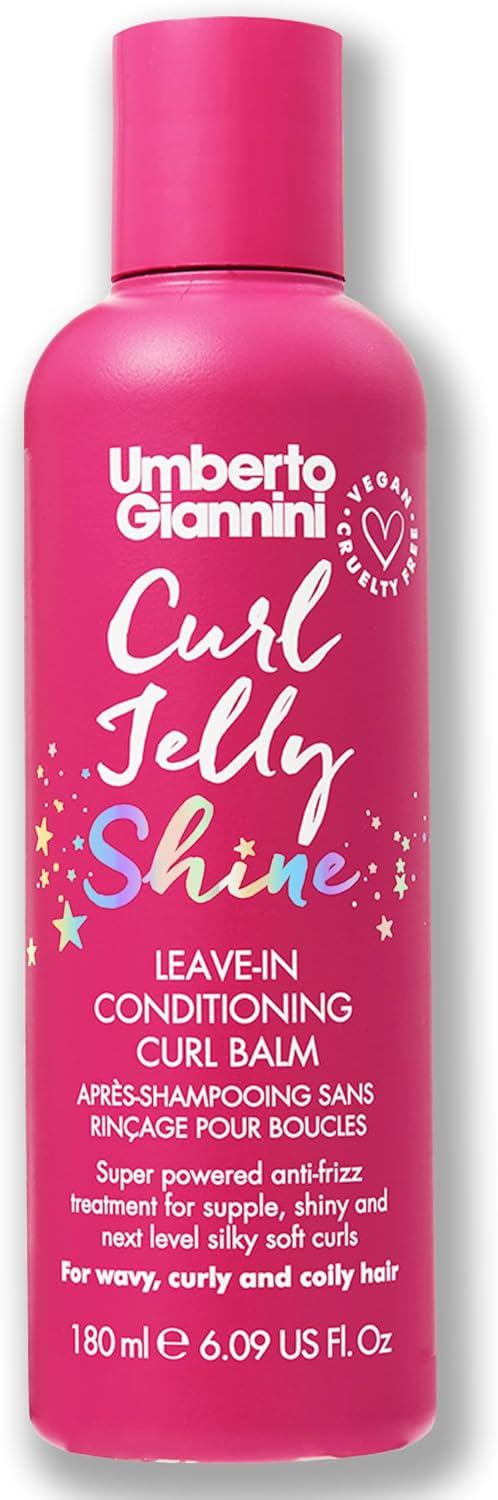 Umberto Giannini Curl Jelly Shine Moisturising Leave-In Conditioner for Curls Waves and Coils - Vegan Curl Heat Protectant and Curl Primer 180ml (1 pack)
