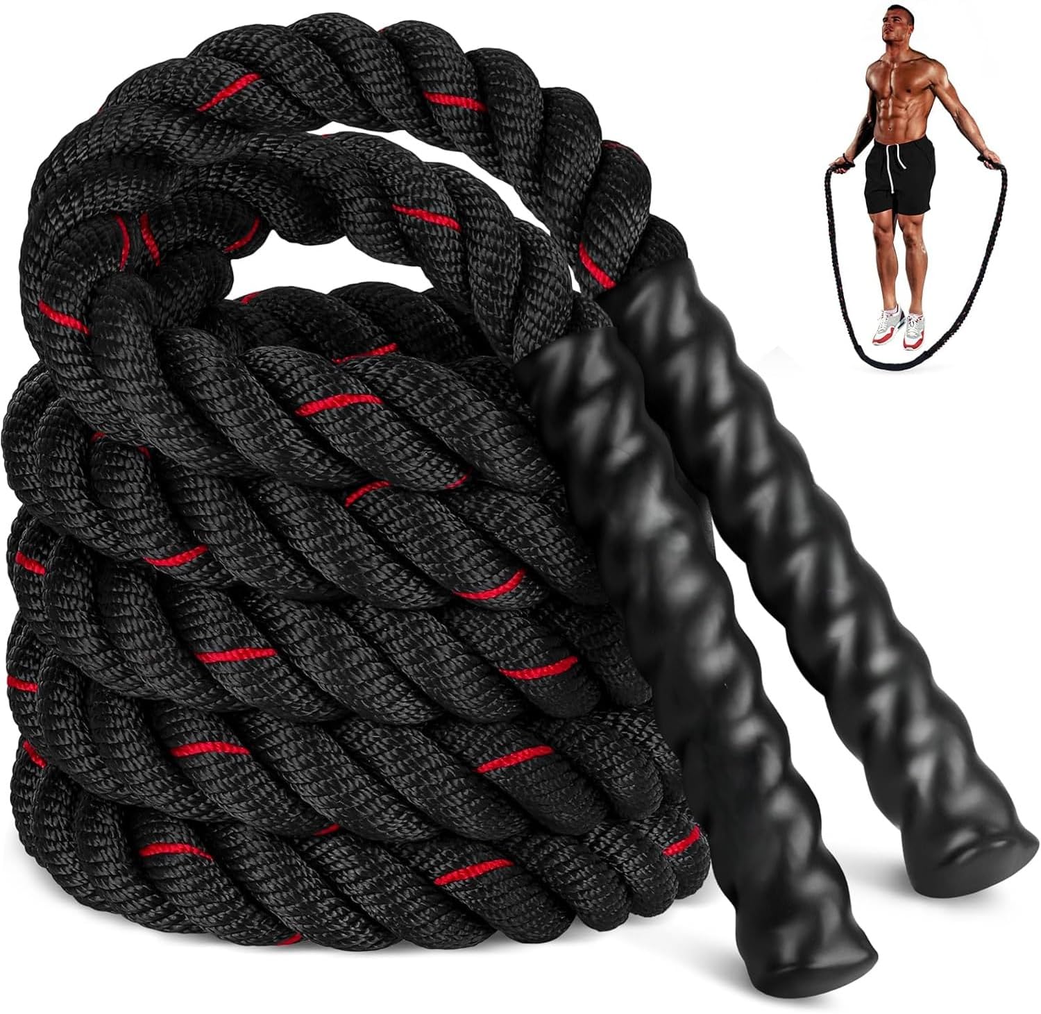 Jump Rope, Weighted Jump Rope for Fitness, Heavy Exercise Jumping Ropes, Adult Skipping Rope for Men Women Improve Strength, Building Muscle, Home Workout Equipment