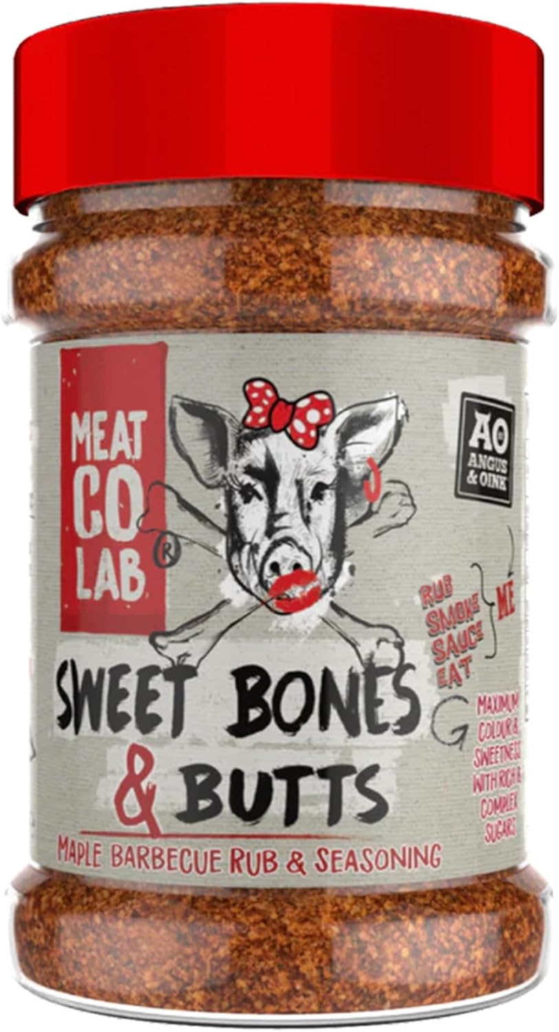 Angus & Oink | Sweet Bones & Butts | Maple BBQ Rub and Seasoning | Gluten-Free, No Preservatives | Ideal for Smoking, Grilling & Oven | 200g