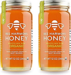 Bee Harmony Organic Raw Honey, 12 Ounce (Pack of 2 Jars)