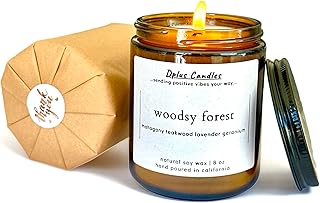 Mahogany Teakwood Candle | Mahogany, Teakwood, Lavender and Geranium Candles for Home Scented | Gift wrapped with Love | Home Decor | Gift for Men/Women | 8 oz jar | Made in USA