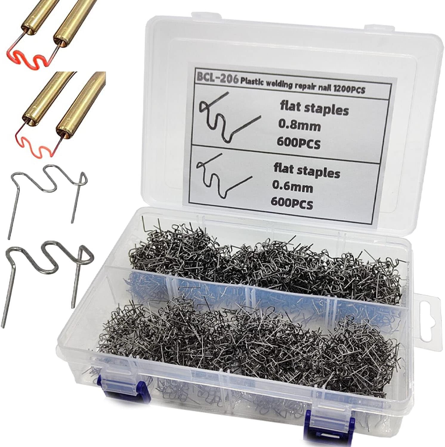 Mytovosn 1200PCS Hot Staples,Plastic Welding Hot Staples with Storage Box,0.6mm & 0.8mm Car Auto Bumper Plastic Welding Repair Hot Staplers for Welding Repair of Auto Bumper and Plastic Articles