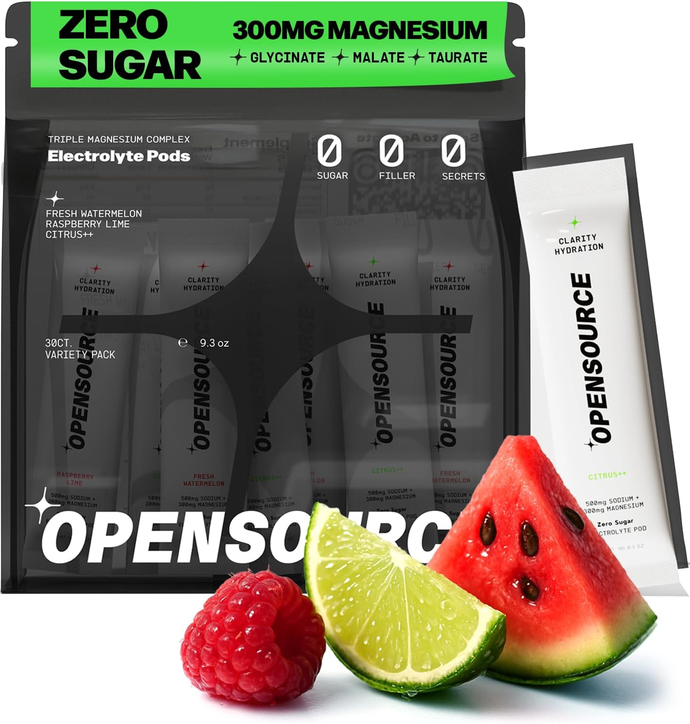 Electrolytes | Zero Sugar Instant Hydration Packets | Carnivore, Paleo, Keto | Triple Magnesium Electrolyte Powder Sticks | All Natural Variety Pack - Fresh Watermelon | Raspberry Lime | Lemon Lime