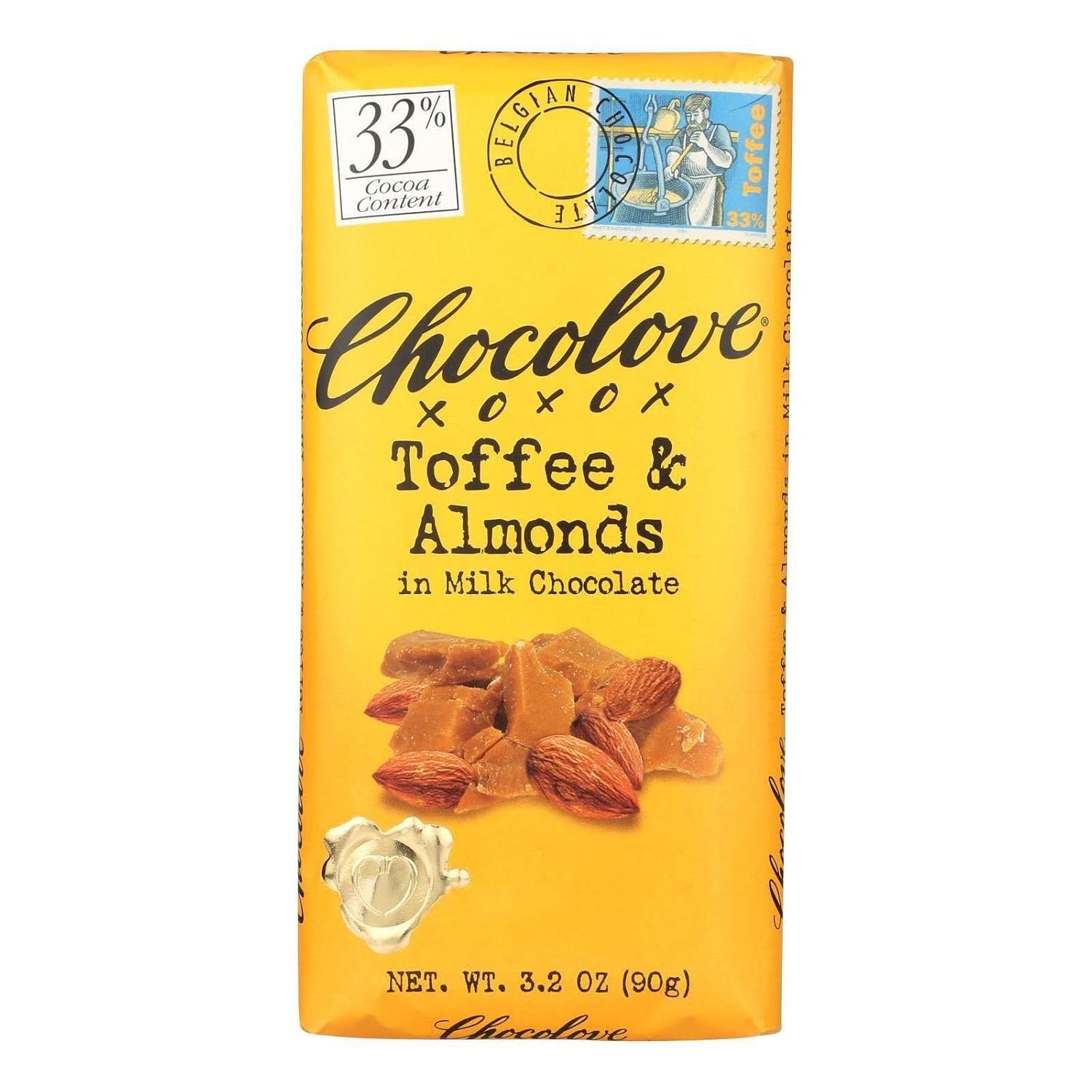 Chocolove - Milk Chocolate Bar Toffee & Almonds - 3.2 oz.