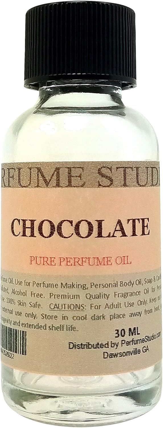 Chocolate Perfume Oil for Perfume Making, Personal Body Oil, Soap, Candle Making & Incense; Splash-On Clear Glass Bottle. Premium Quality Undiluted & Alcohol Free (1oz, Chocolate Fragrance Oil)