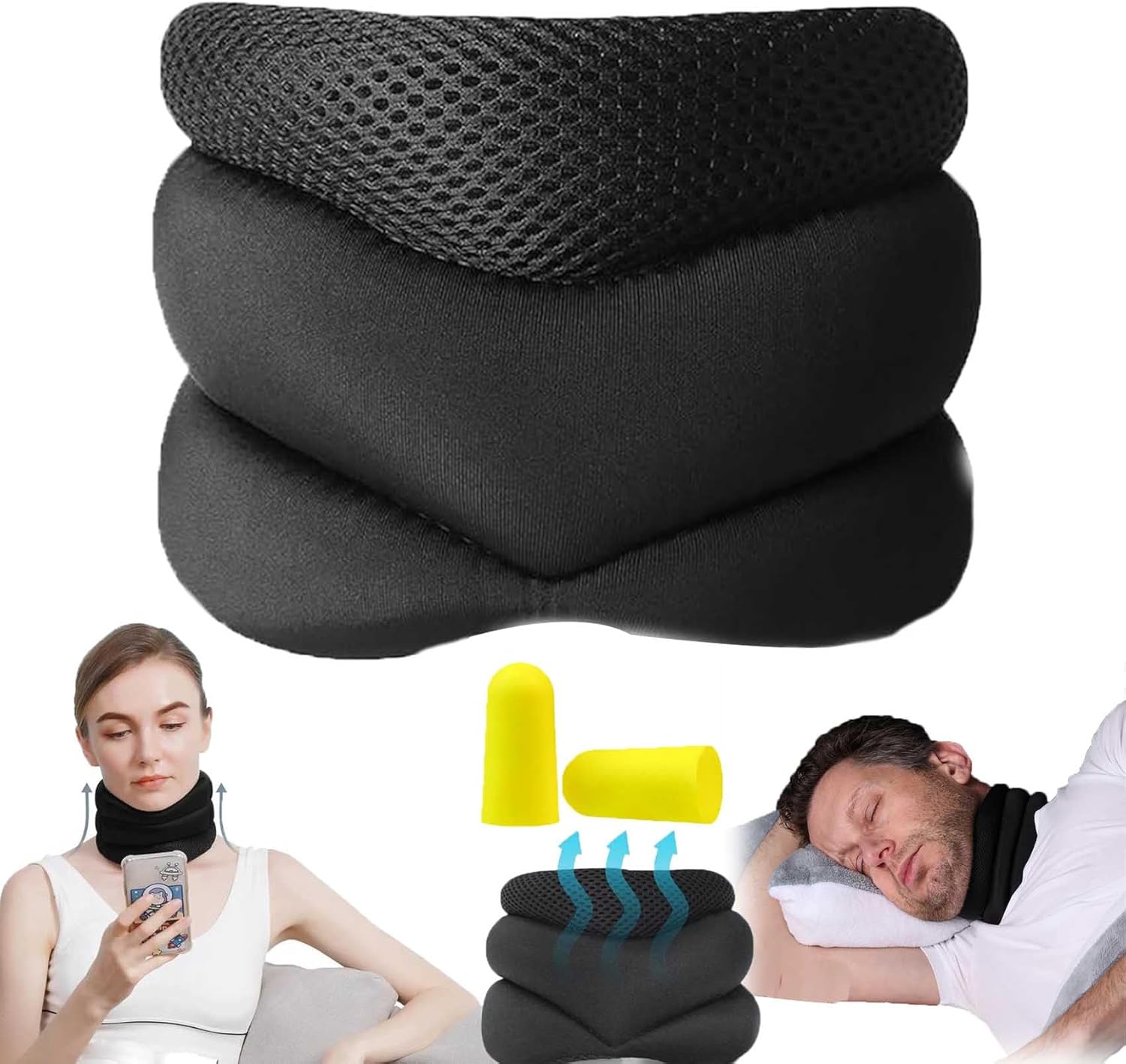 Cyqfei OrthoNeck Support - Neck Support for Snoring, Sleep Apnea Neck Brace, Adjustable Soft Foam Necks Brace, Supports Your Necks, Relieve Neck's Pain - No Masks, No Noise, Never Snore Again (1)