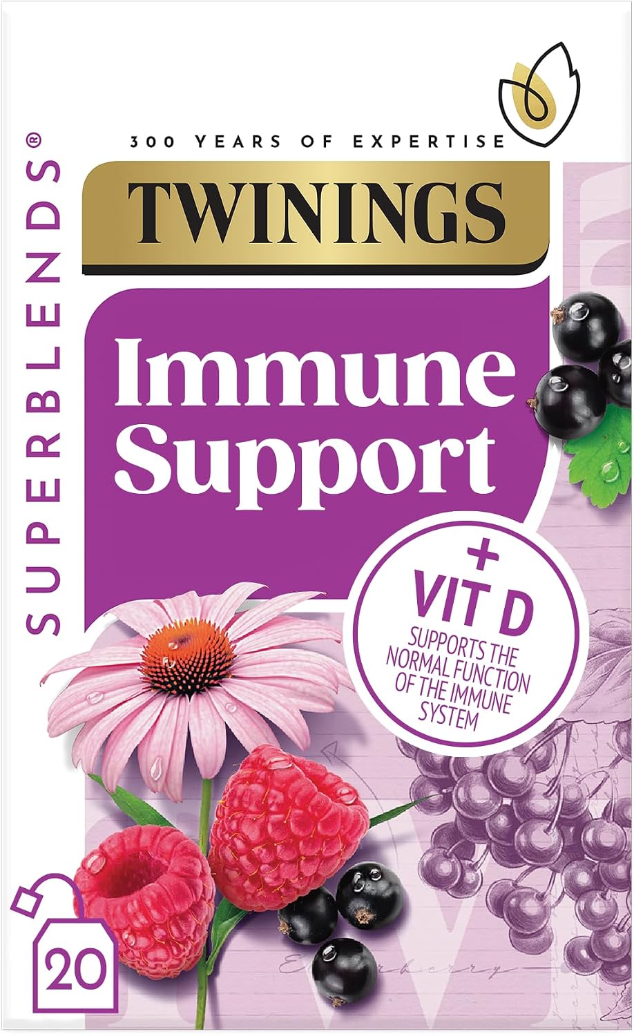 Twinings Superblends Immune Support Tea, Blackcurrant, 20 Tea Bags