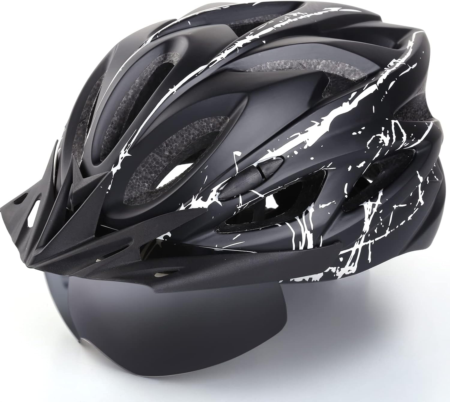 Bicycle Helmet for Adults with Magnetic Goggles Visor Breathable Road Bike Helmet Mountain & Road Bicycle Helmets Adjustable Size Adult Cycling Helmets for Men Women(56-62cm)