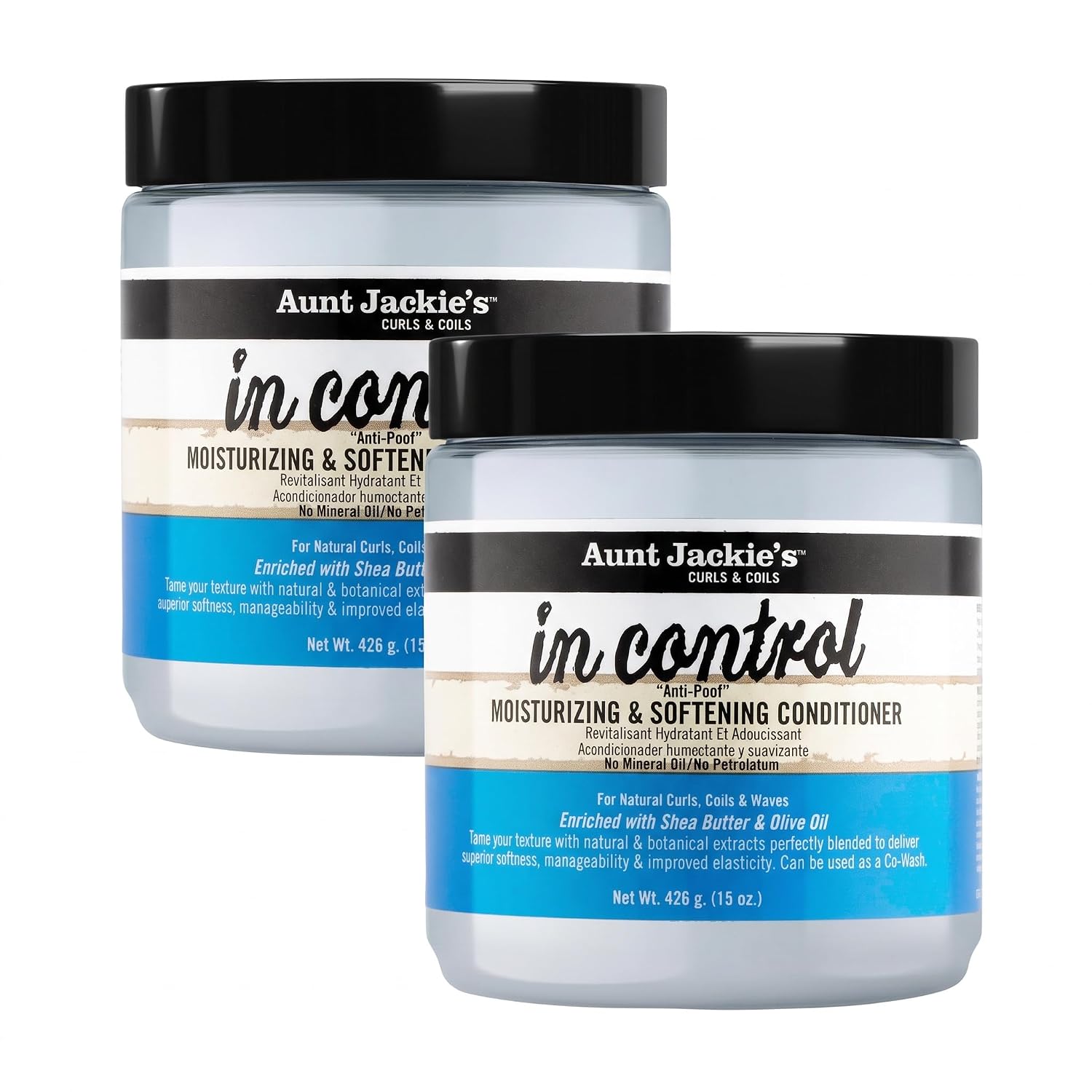 Aunt Jackie's in control 15oz - Anti-Poof Moisturizing & Softening Conditioner (Pack of 2)