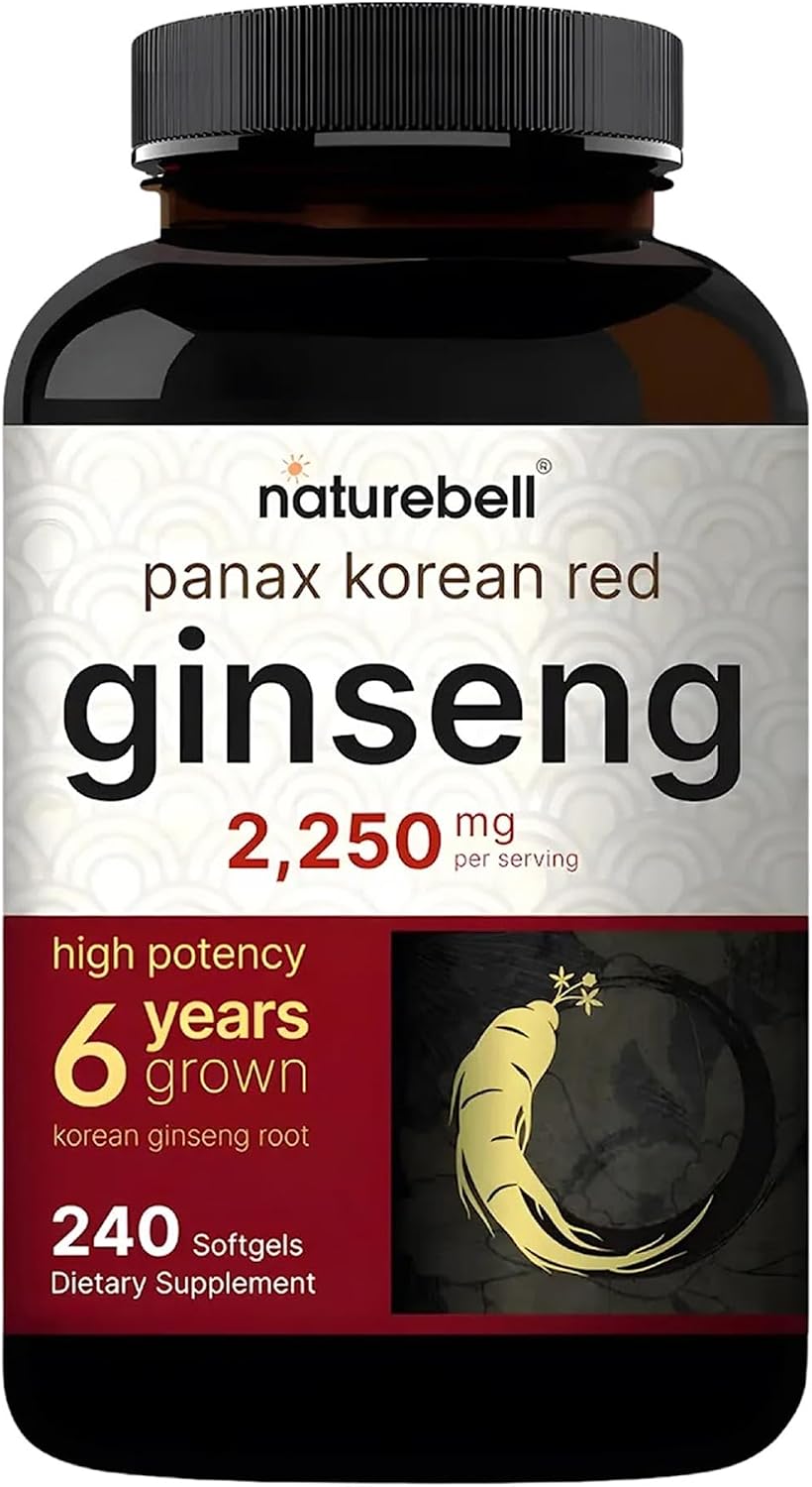 NatureBell Panax Korean Red Ginseng 2,250mg, 240 Softgels