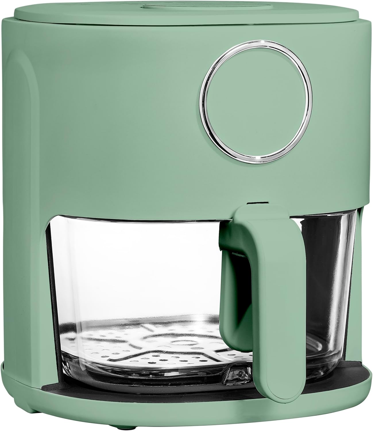 COOK WITH COLOR Colorful 1200W 4Qt Air Fryer: Glass Basket, Dishwasher Safe, 60min Timer, 6 Presets, Temp Control 175F-400F, 4 QT, Dark Sage