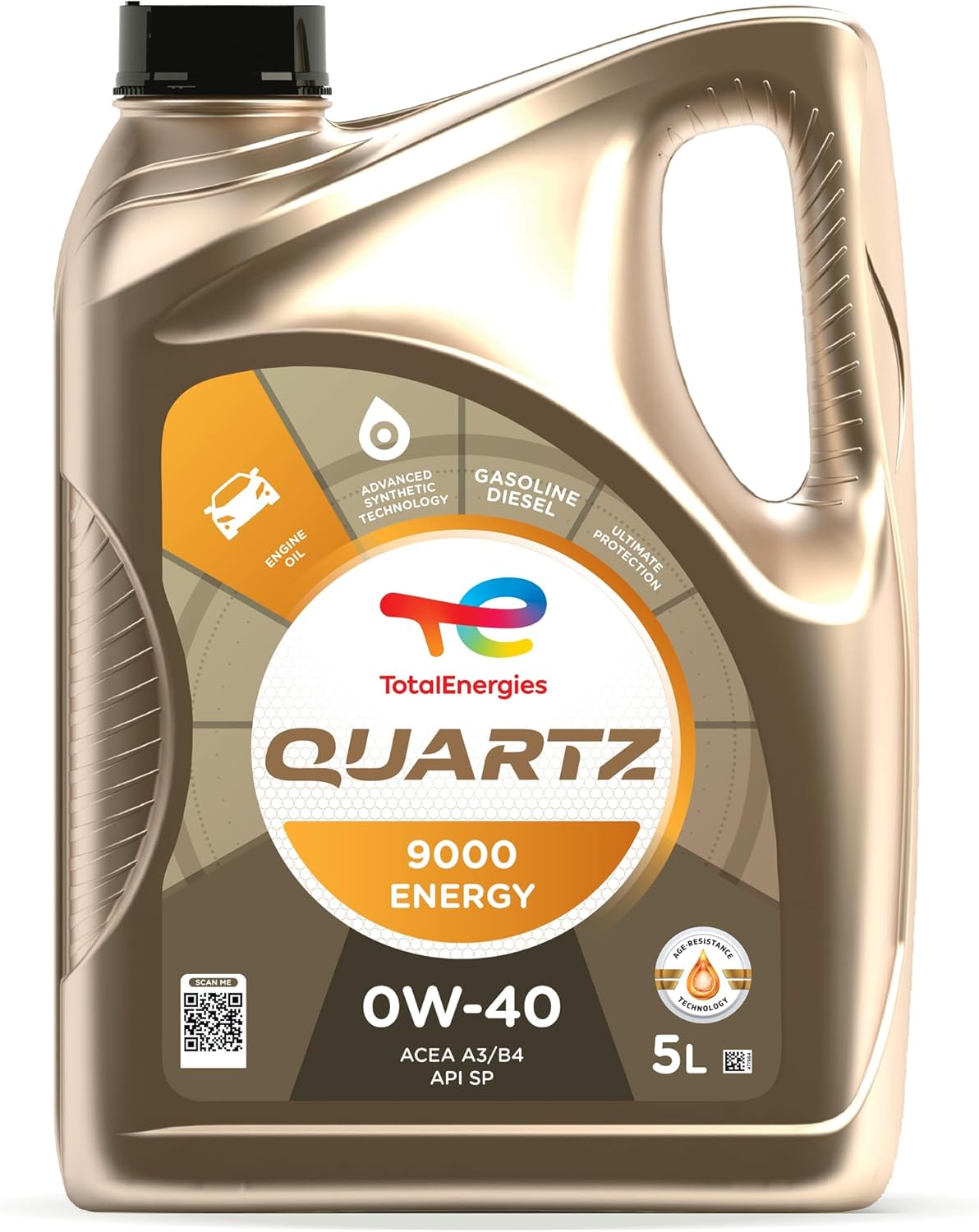TotalEnergies Quartz 9000 Energy 0W40 ACEA A3/B4, API CF/SP Engine Oil Advanced Synthetic Ultimate Protection 5L