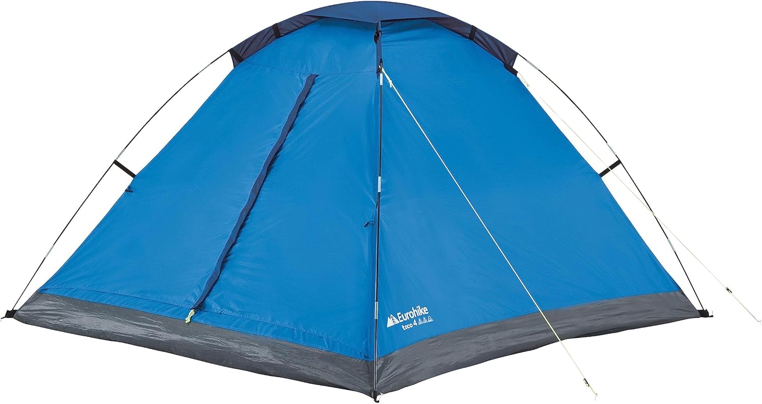 Eurohike Toco 4 Dome Tent for 4 People with Sewn in Groundsheet, 4 Man, Easy to Pitch, Lightweight, Compact, Ideal for Festivals, Weekend Trips, Wild Camping, Hiking, Backpacking, 2000mm HH, Blue