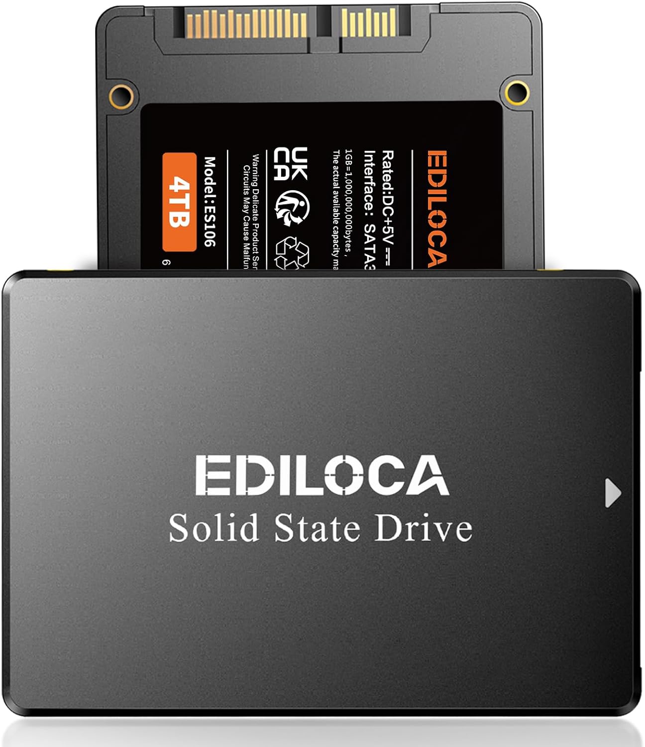 ES106 4TB SSD SATA III 6Gb/s 2.5" 3D QLC NAND Flash Internal Hard Drive, Up to 550MB/s Read, Upgrade PC or Laptop Memory and Storage(Black)