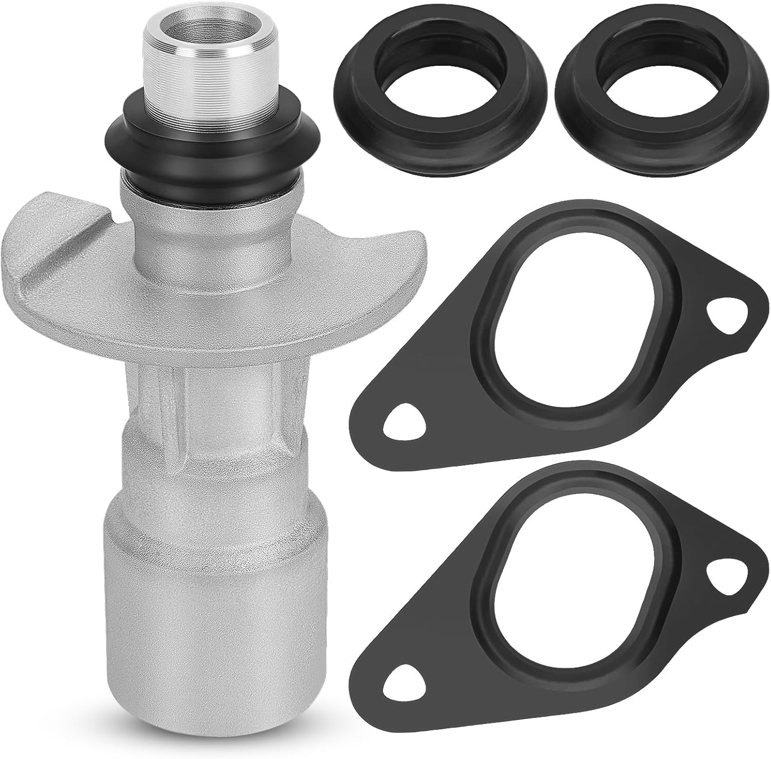 LR028136 Aluminum Water Pump Oil Cooler Adaptor with 2 Water Pump Gaskets For Land Rover LR4 Range Rover Sport Replace#: LR028136 LR030593 LR049370 (LR028136)