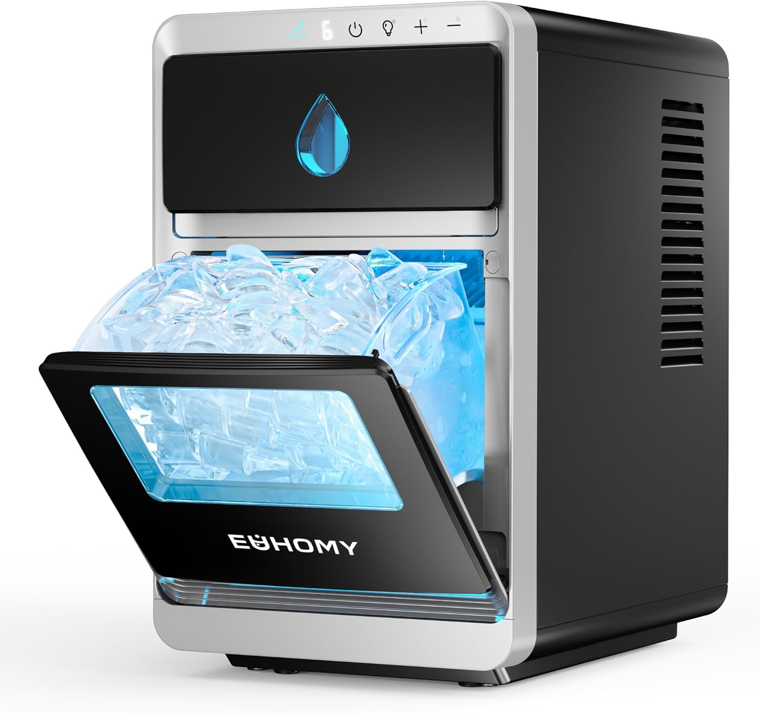 EUHOMY LunaArc™ Crescent Ice Maker Countertop, 3 Crescent Ice Cube Sizes, Auto Deep Cleaning & Timer, Portable Ice Maker Machine for Party/Bar/Home/Office