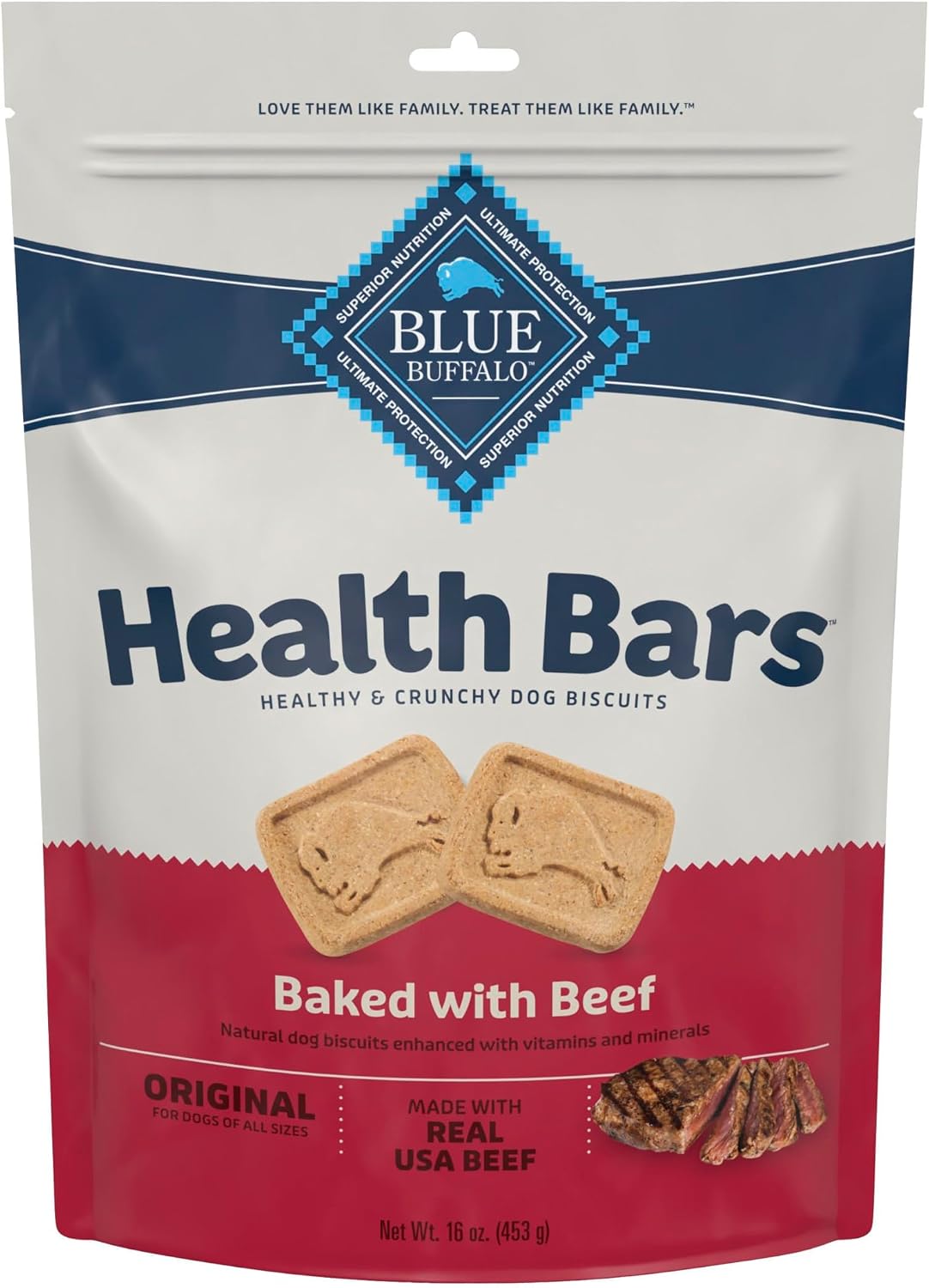 Blue Buffalo Health Bars Beef Dog Biscuits, 16 oz