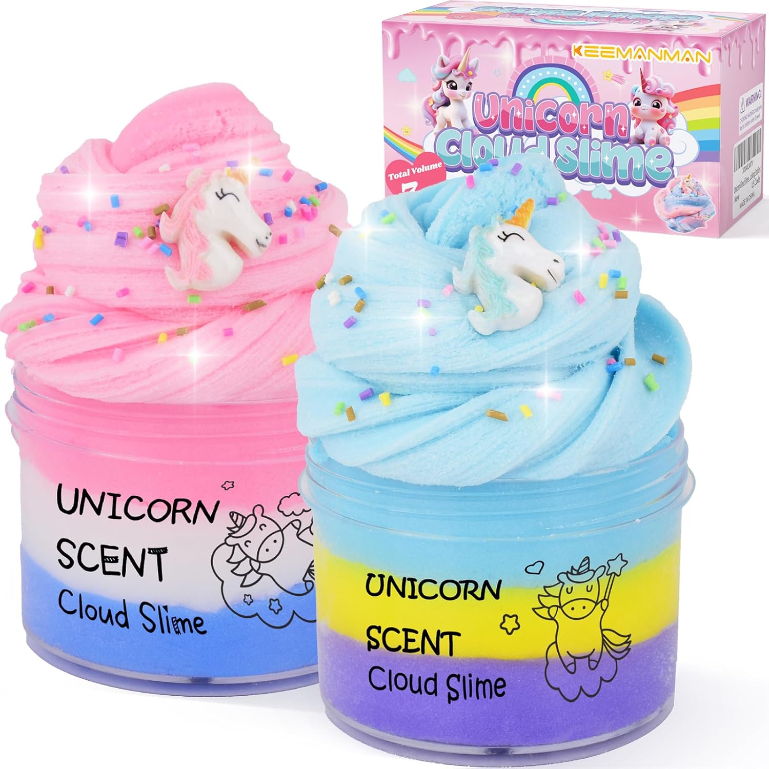 Unicorn Cloud Slime 2 Pack, Scented Slime Kit Toys, Cute Preppy Stuff for Kids Girls Boys, Cool Teen Girls Birthday Gifts Party Favors Stocking Stuffers
